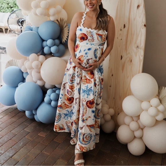 SHOWPO LANI MAXI DRESS - WAVY STRAP & NECK A LINE DRESS IN BLUE AND YELLOW PRINT - Picture 3 of 3